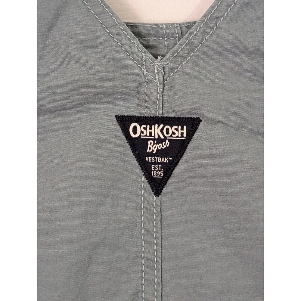 OshKosh Bgosh Vestbak Overall Bibs Greenish Gray 6 months Pockets Denim Cotton